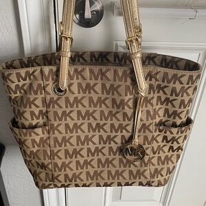 Michael Kors Brown and Gold Signature Tote